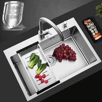 silver 1 8mm 304 stainless steel single bowl kitchen sink topmount or undermount basin dark gray for home fixture accessories