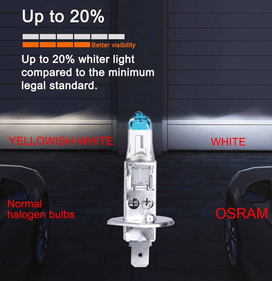Лампа Ксеноновая OSRAM+ 20% больше белого света Night breaker лазерной следующего поколения H1 галогенные лампы 12V 55W Противотуманные лампы H1 64150NL+ 150% Яркость 1 пара