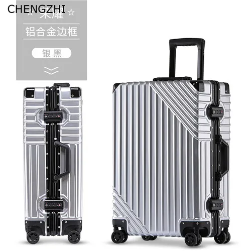 gray CHENGZHI2" 24" 2" 29 дюймов, роскошная алюминиевая рама, высокое качество, чемодан на колёсиках, Спиннер для мужчин, деловой чемодан, колеса, Женская дорожная сумка - Цвет: gray