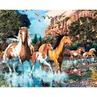 Картина по номерам на холсте, с рисунком лошадей