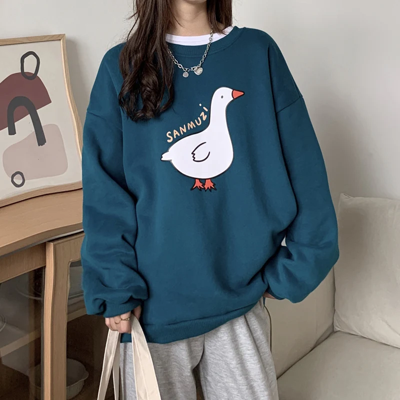 

Женский свитшот с принтом EORUTCIZ, Милый Винтажный пуловер оверсайз с круглым вырезом, модель LM1074 на осень и зиму