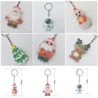 Брелок для ключей сделай сам, украшение с рисунком алмазной елки, Санта-Клауса, брелок для женских сумок, подвеска ручной работы, подарок без клея