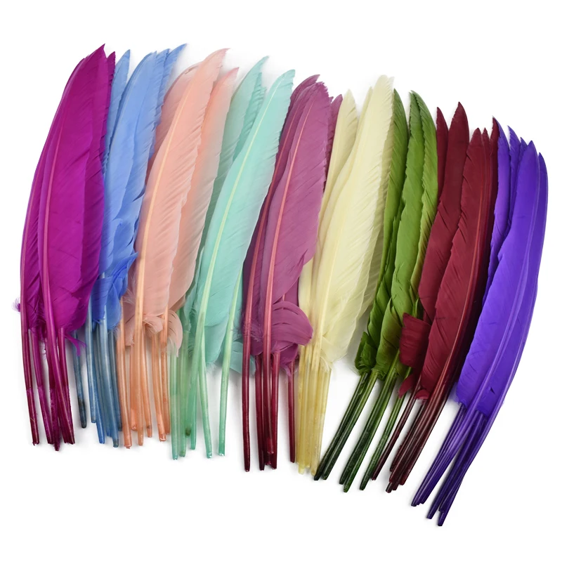 10 шт./лот Разноцветные перья индейки утиное крыло перо ручка ремесла 25-30 см 10-12