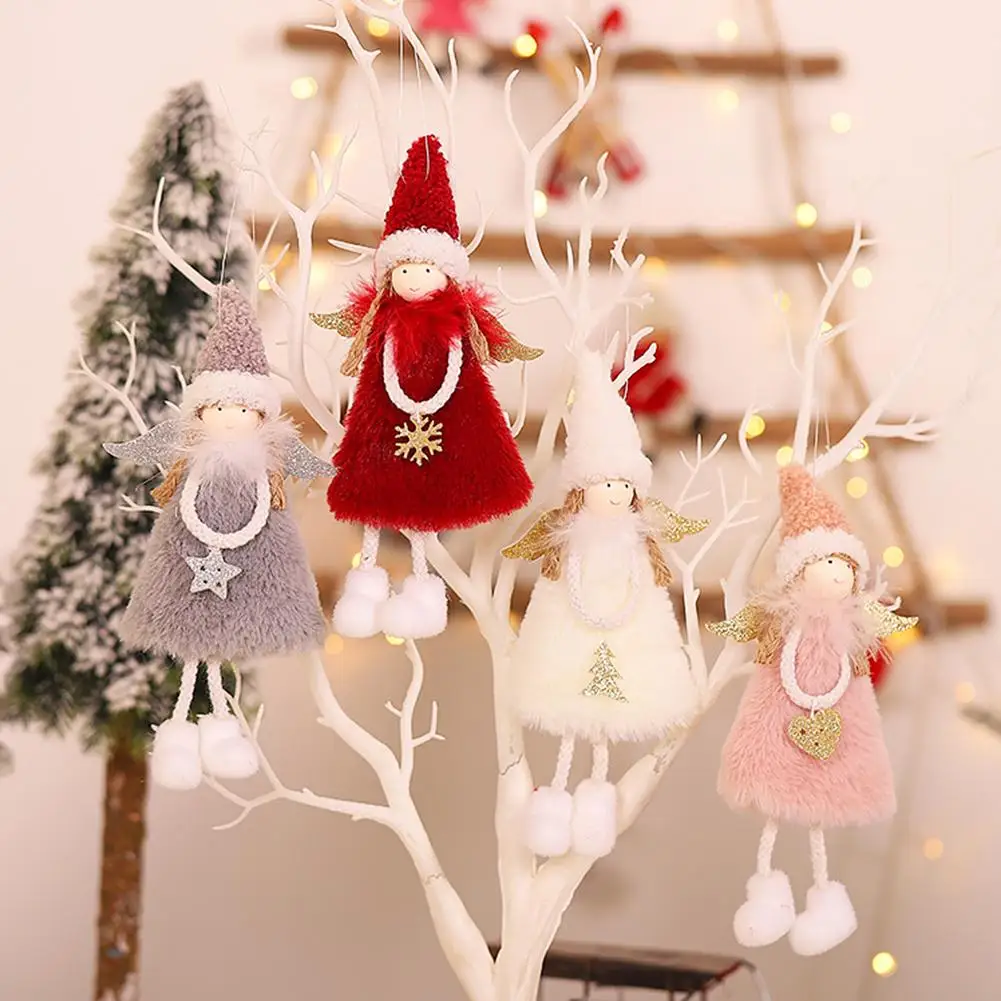 

Creative Christmas Decoration Small Pendant Plush Doll Feather Angel Xmas Tree Hanging Ornament