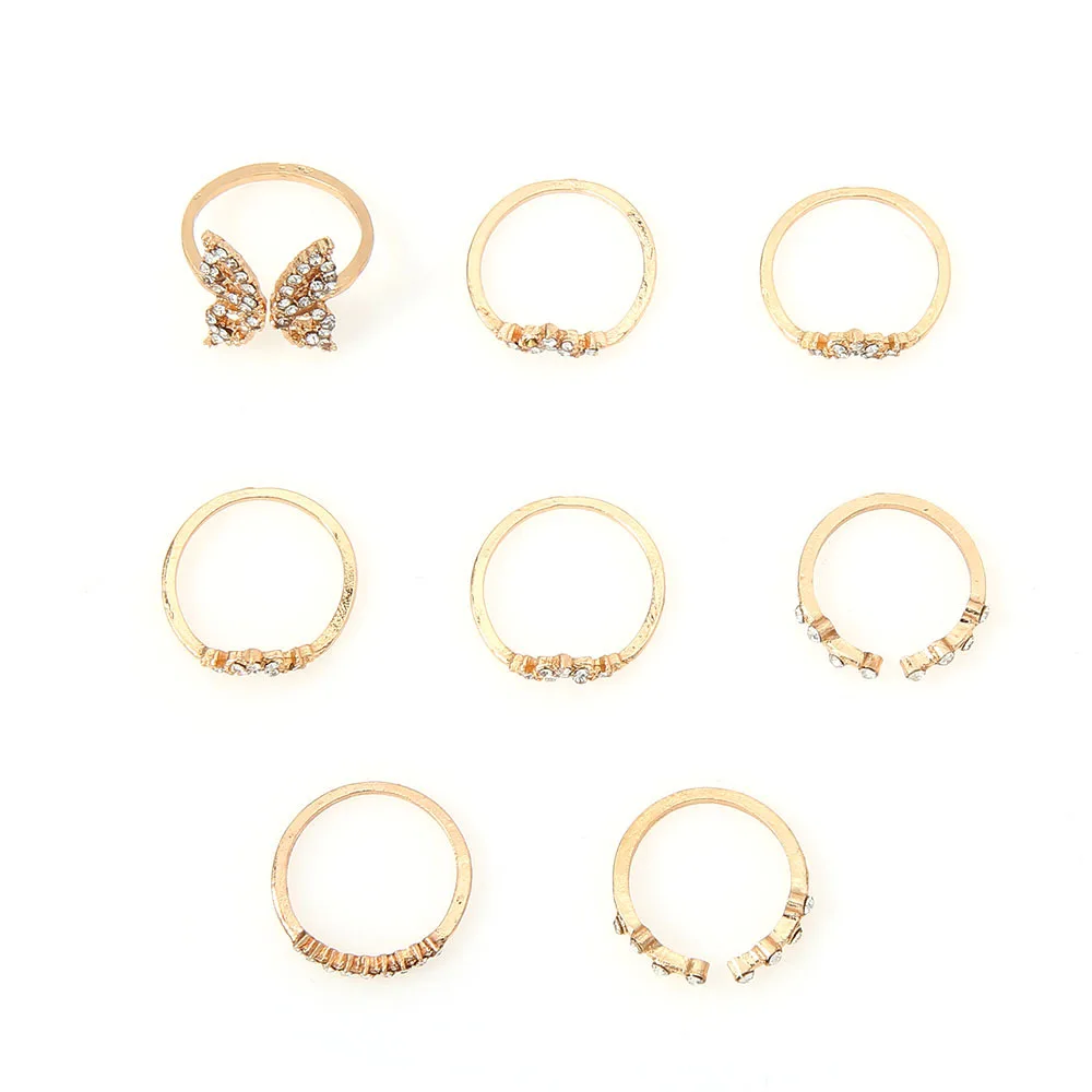 

Juorest New Trendy Women Rings Set Butterfly Boho Midi Knuckle Ring Set Beach Party Geometric Finger Rings Accessories Jewelry