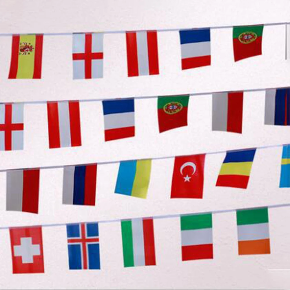 

1 string Hanging Flag Football Soccer 32 Team National Flag Country World Banner Bunting 14*21cm String Flag