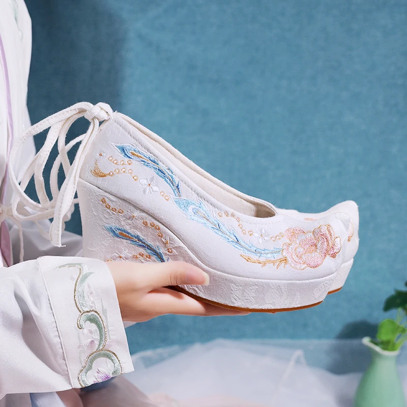 

Elevator Chinese-Style Shoes Women's Ancient Shoes Chinese-Style Embroidered Shoes with Chinese-Style High Heels