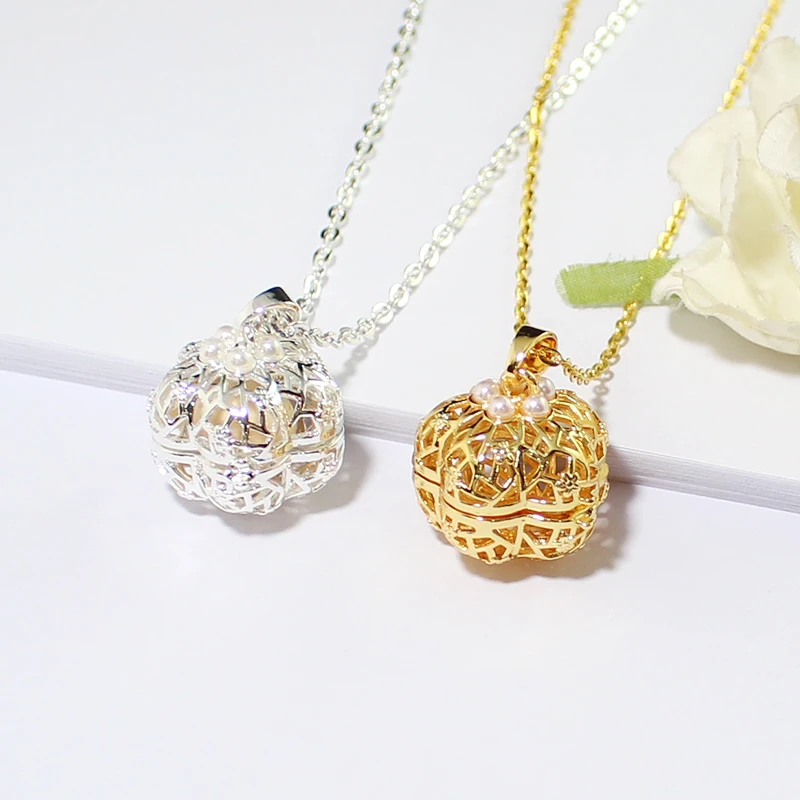 2 шт. Блестящий Жемчуг медальон ожерелье с цветком эфирное масло аромат диффузор