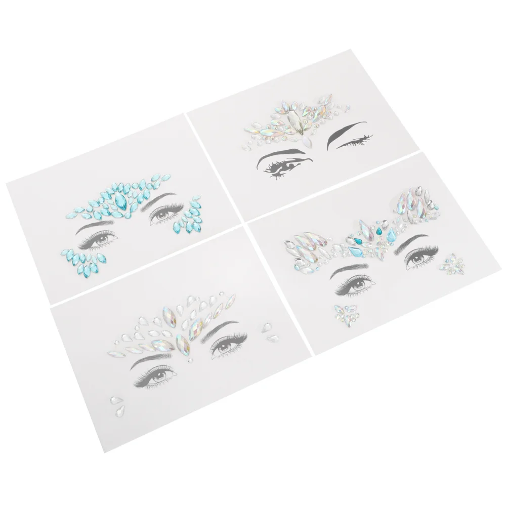 

4pcs Face Jewels Face Gems Glitter Rhinestone Tattoos Crystal Stickers