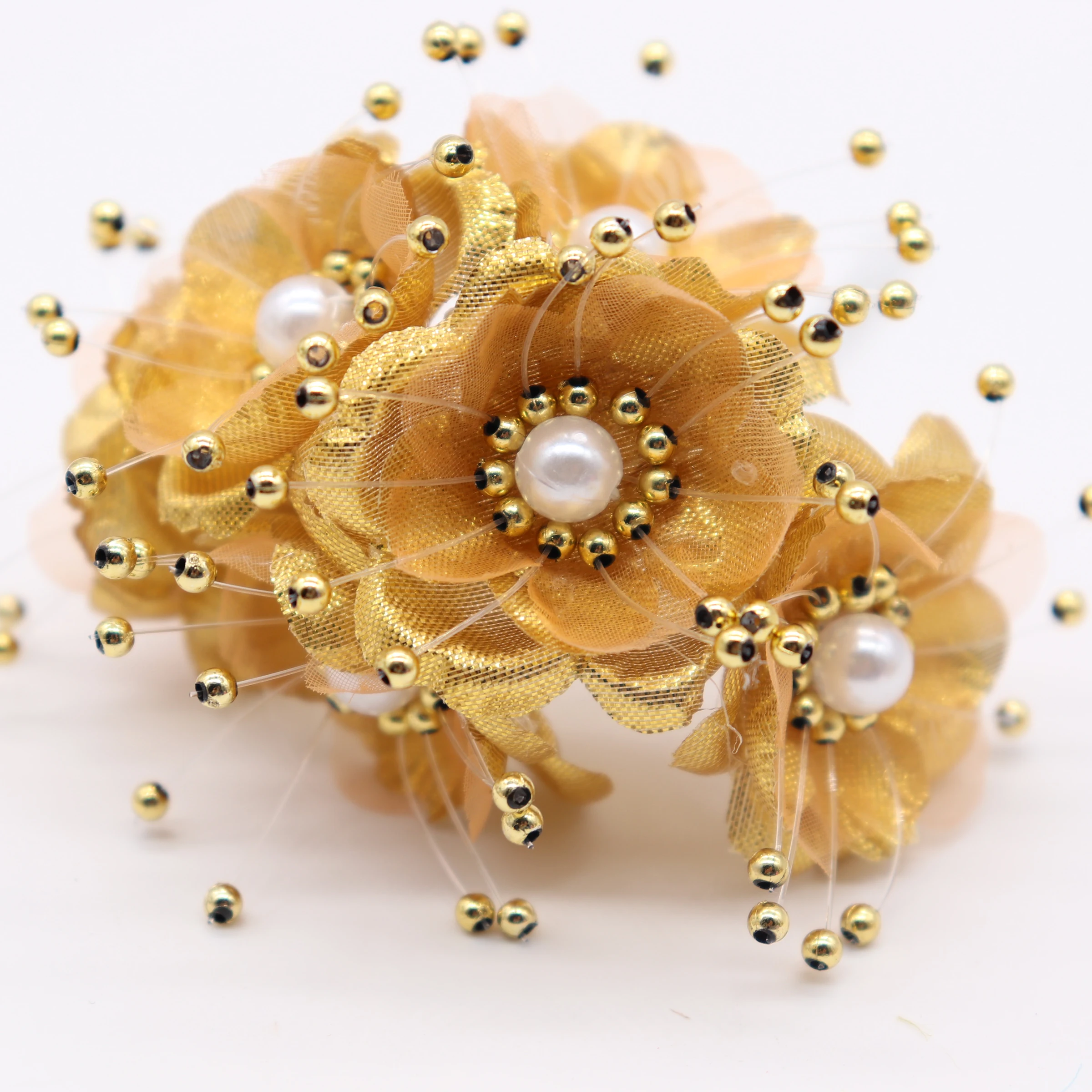 6 шт./лот искусственный цветок 3 5 см Сатиновые туфли с жемчугом Сакура Букет