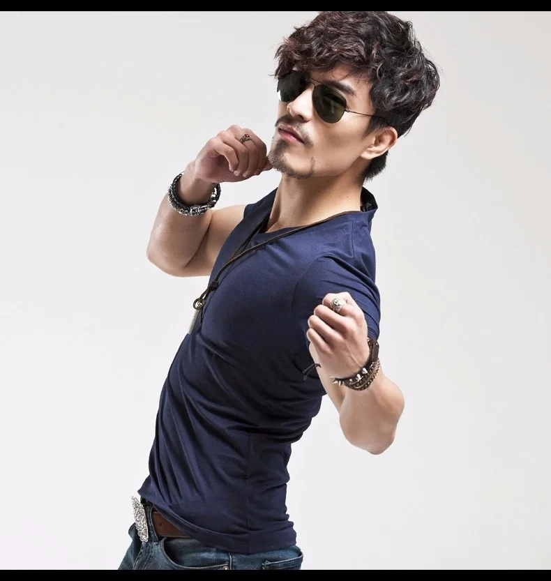 2019 модная брендовая одежда 10 цветов Мужская футболка фитнес футболки мужские с v