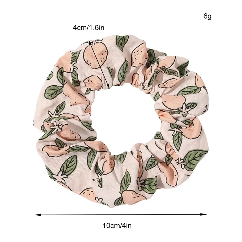 

Korean Fruit Hair Scrunchies For Women Cherry Strawberry Orange Printed Hair Accessories Ponytail Holder Elastic Hair Bands