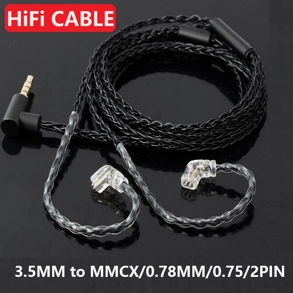 

8 Core Copper HiFi Earphone Cable with Microphone 3.5MM Type C To MMCX 0.78MM 2PIN Upgrate Audio Cable for QDC KZ TRN SHURE