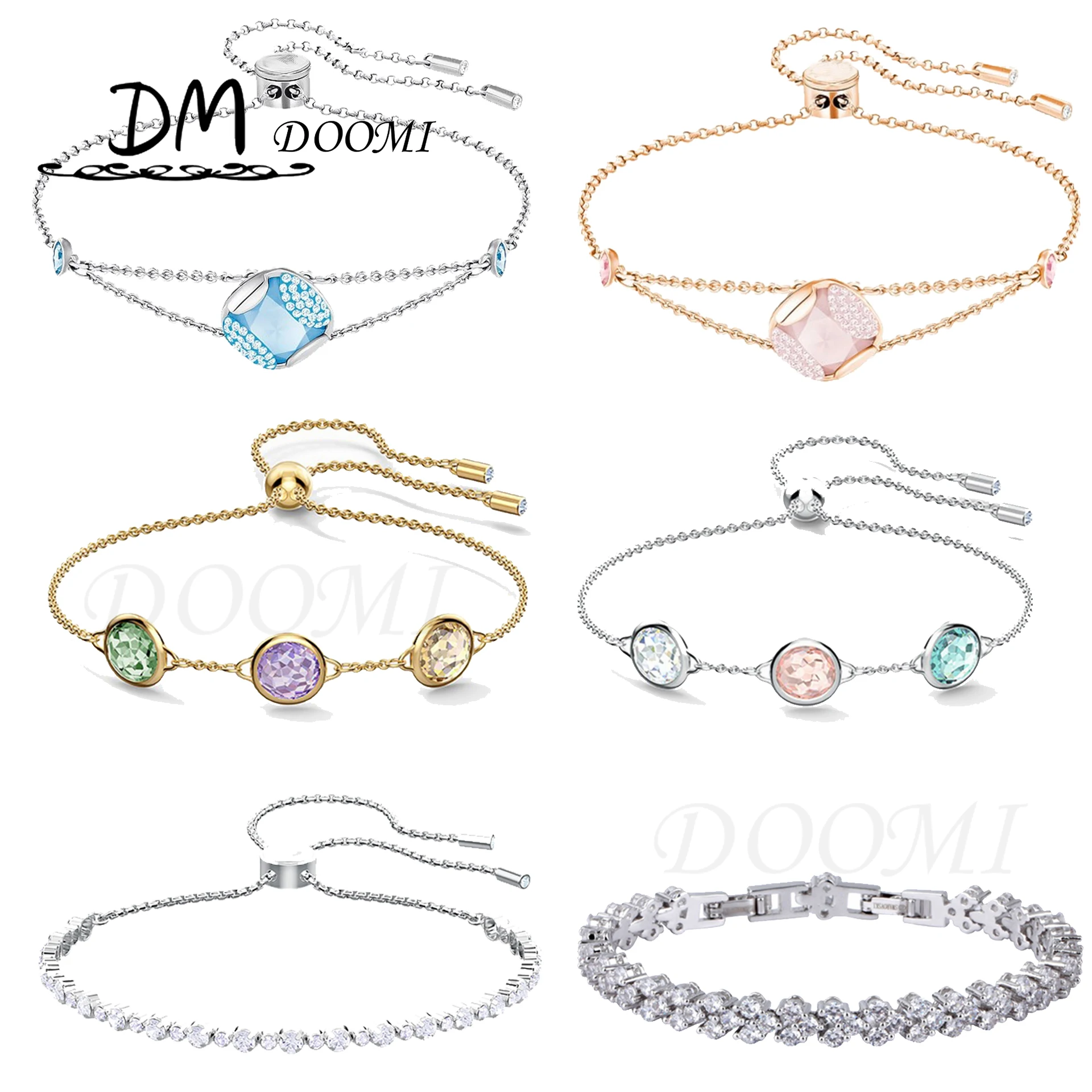 

High Quality Fashion Jewelry SWA 2021 NEW Charm Dahlia Match Magnetic Bracelet Tri-color Round Crystal Women's For Women Jewelry