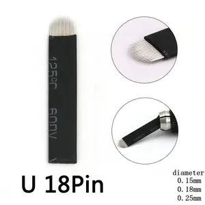 50 шт. Перманентный макияж ручной tebori игла для тату-машинок 18U 0,180,15 мм нано лезвия мануального татуажа бровей, иголки для бровей татуировки