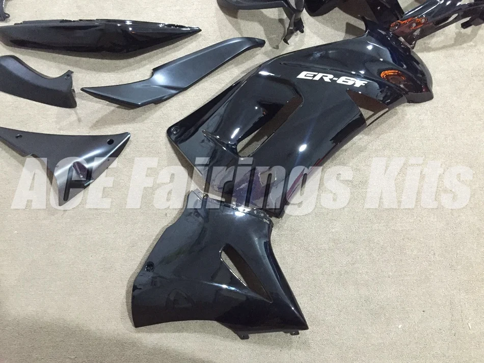 Легко Установка ABS Обтекатели комплект подходит для Kawasaki Ninja 650R ER-6F 06 07 08 650 ER6F 2006 2007 2008 Пользовательские черный
