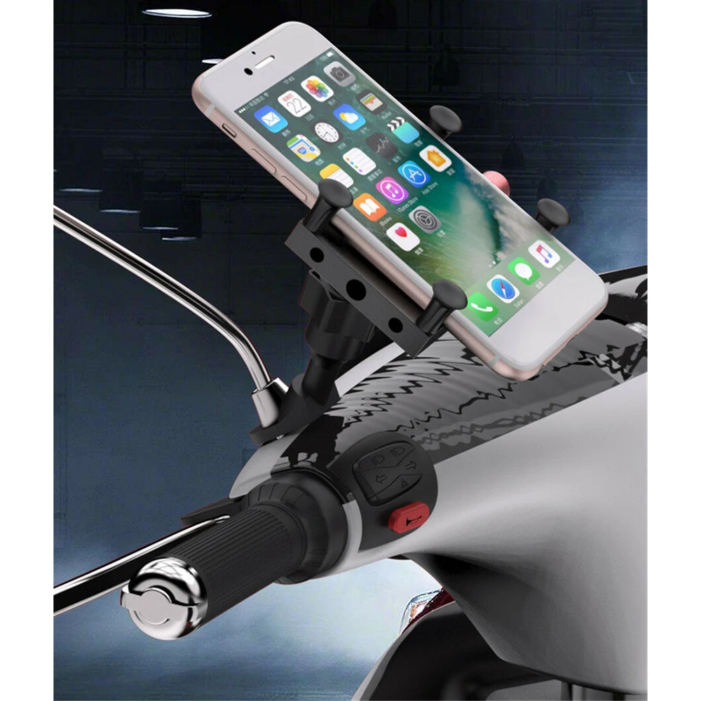 

1pcs Adjustable CNC Motorcycle Rear View Mirror Handlebar Mount Navigation Bracket Outdoor Sport Mobile Phone Holder Stand