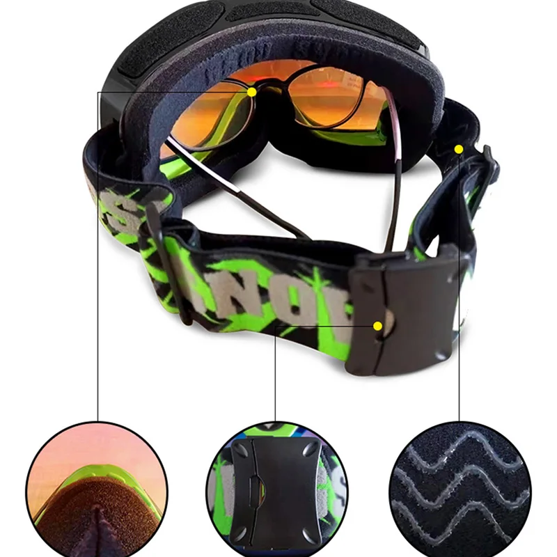 GSOU SNOW Ski Goggles Double Layers UV400 Anti-fog Big Ski Glasses Men Women Snowboarding Skiing Goggles With Packet