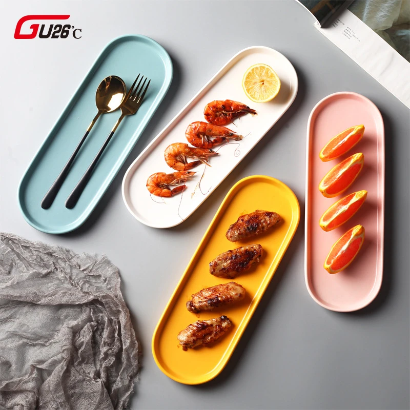 Скандинавский выразительный прямоугольный поднос с эллипсом японская тарелка