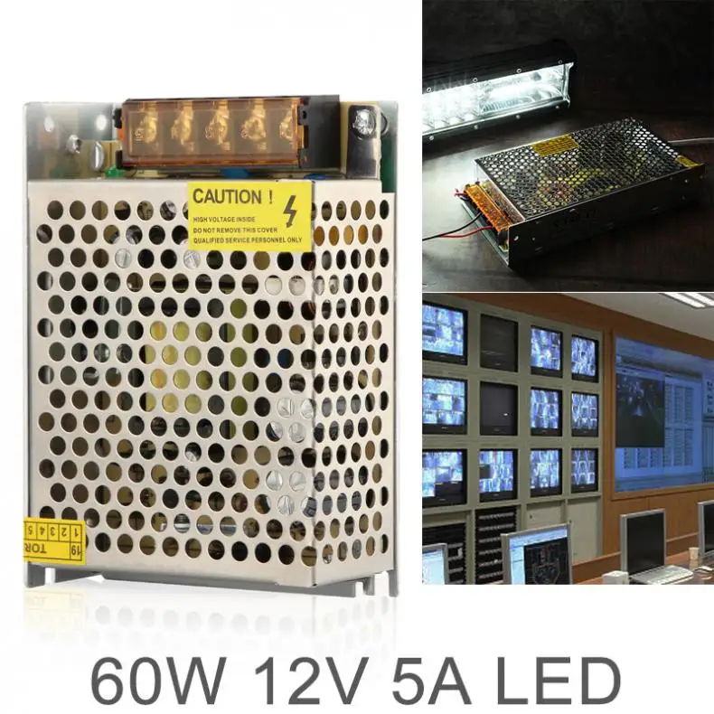 DC 12V 5A 60W алюминиевый сплав переключатель питания адаптер драйвера/источник