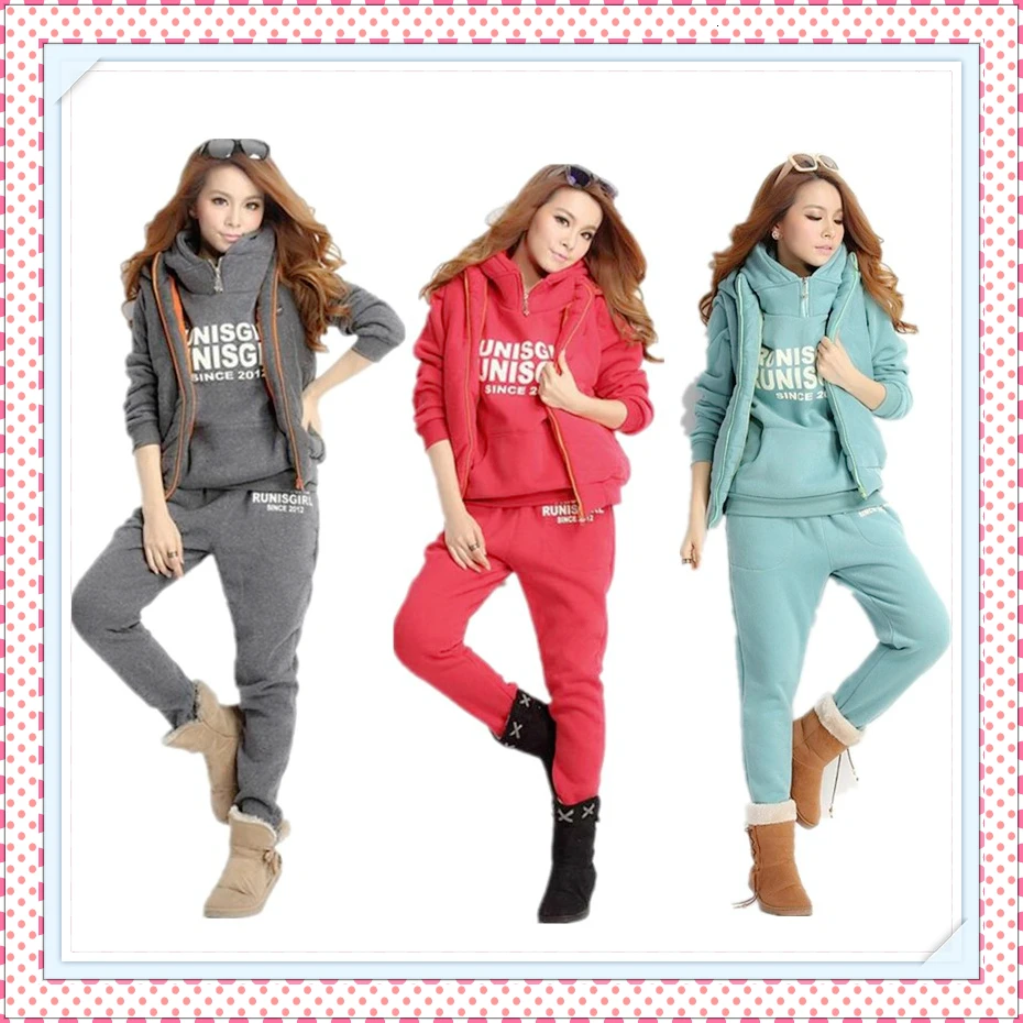 Повседневный комплект из 3 предметов спортивный костюм женская одежда зима 2019
