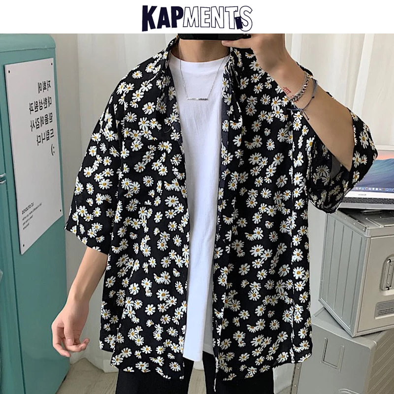 

Мужская винтажная рубашка с цветочным принтом и графическим принтом, 2022