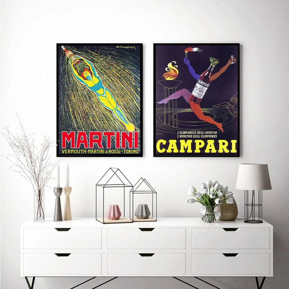 Постер Martini Campari винтажная Картина на холсте винные настенные картины модные