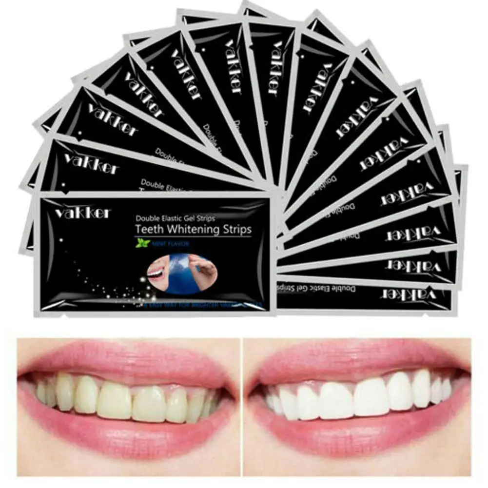 

7/14 пара бамбуковый древесный уголь отбеливание зубов полоски гигиены ротовой полости, двойная резинка зубов полоски Отбеливание зубов инс...