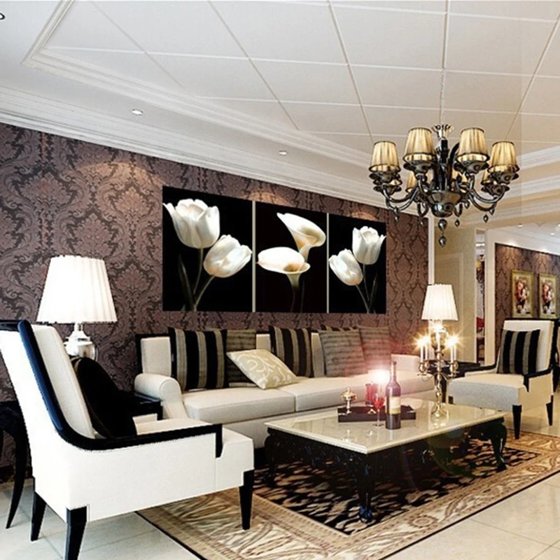 Красивый белый Тюльпан Калла Лилия цветы Триптих живопись дома гостиная