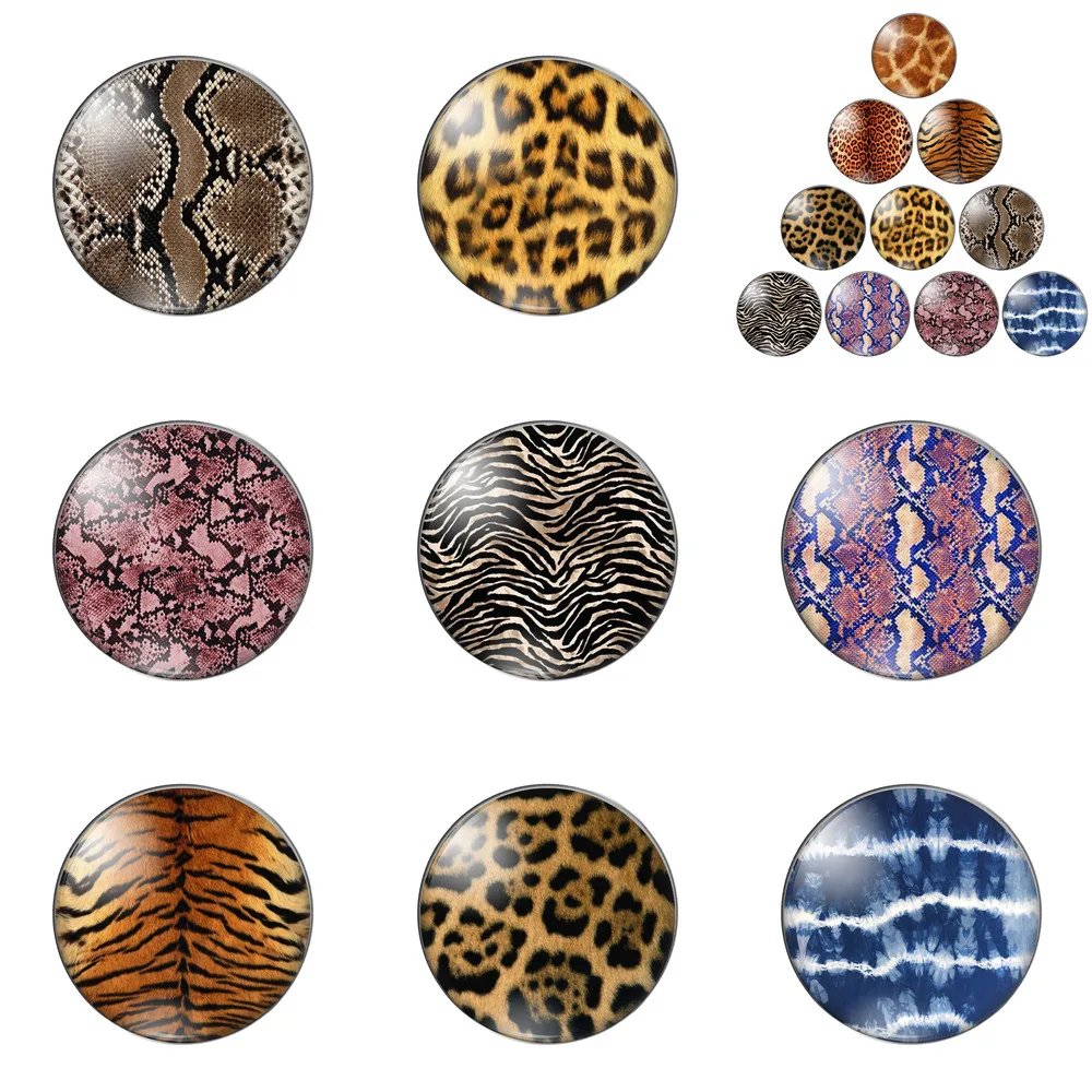 

Leopard Print Different Lines Yellow Grey Patterns 12mm/20mm/25mm/30mm Photo Glass Cabochon Demo Flat Back Making Findings