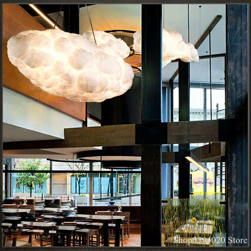 Современные облака подвесной светильник с плавающей белый шелк хлопок мягкие
