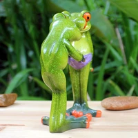 3d miniature resin frog ornament frog figurine handpainted crafted animal sculpture garden decor resin sculpture home decor