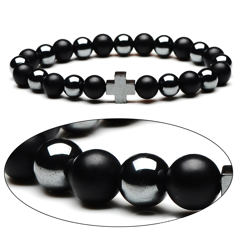 Модный матовый браслет с тигровым глазом для мужчин лавовый камень натуральный