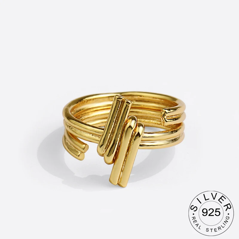 

925 Sterling Silver Rings For Men Women Strips Style Versatile Decorative Compact Index Open Ring Women Fashion Jewelry