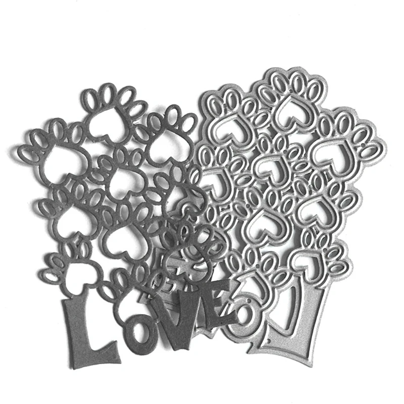 

Love Dog Paw Metal Cutting Dies Stencil Scrapbooking DIY Album Stamp Paper Card Mold Embossing Decoration