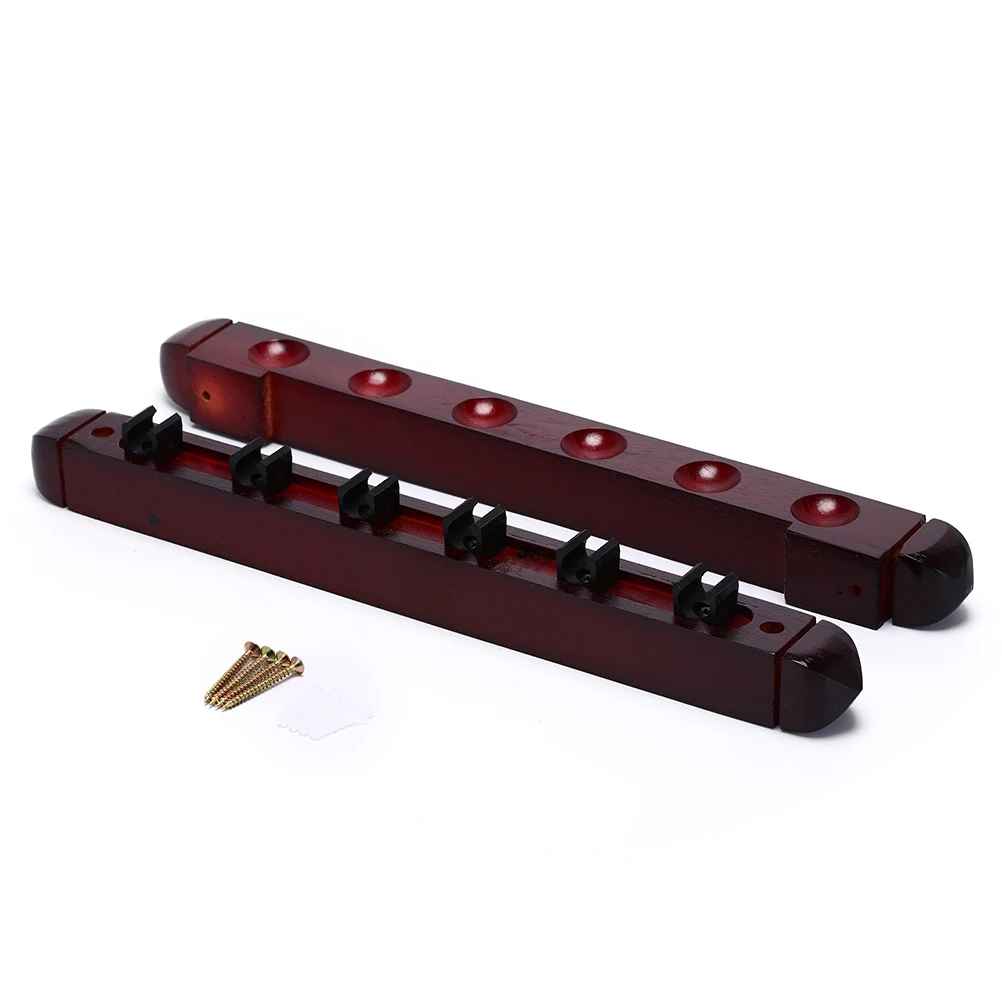 

1 Set Professional Billiard Pool Snooker Table Wall Mount Hanging 6 Cue Sticks Solid Wood Rack Holder