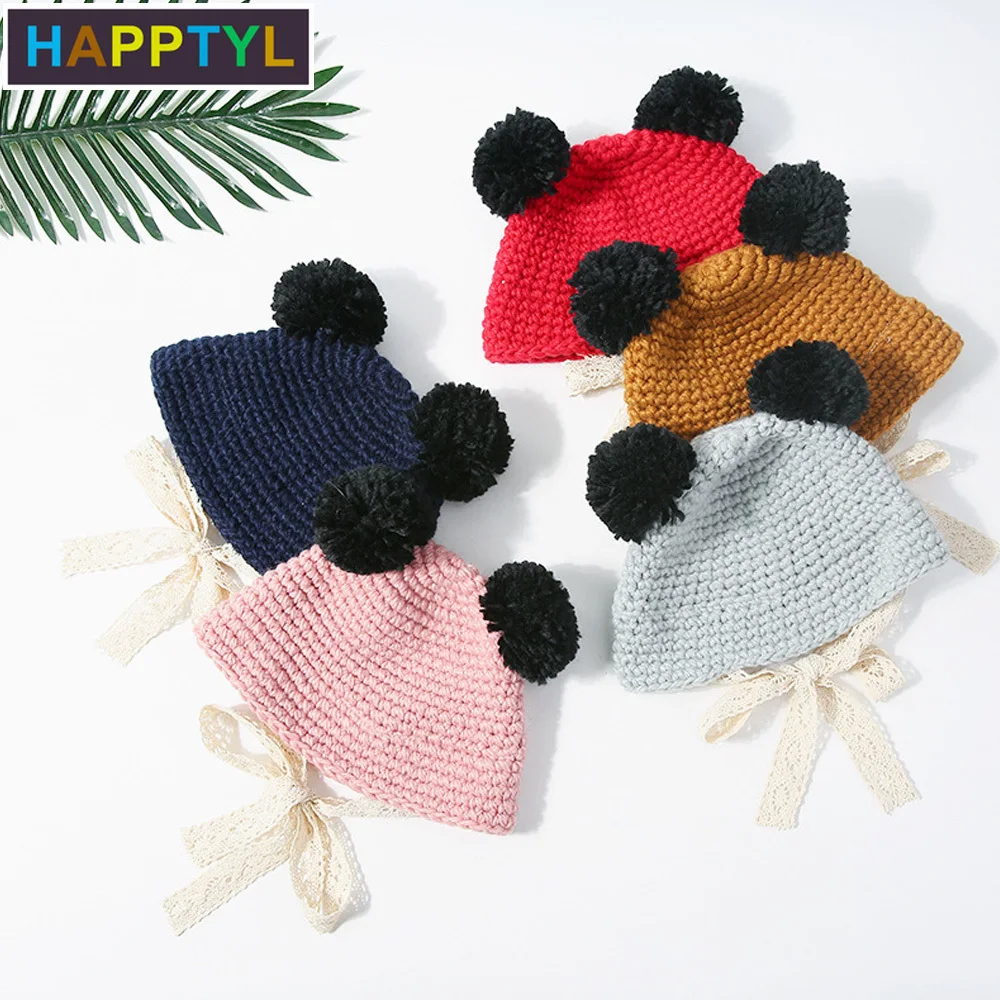 HAPPTYL/1 шт. Милые вязаные шапки для детей Зимняя Теплая Шапка бини маленьких