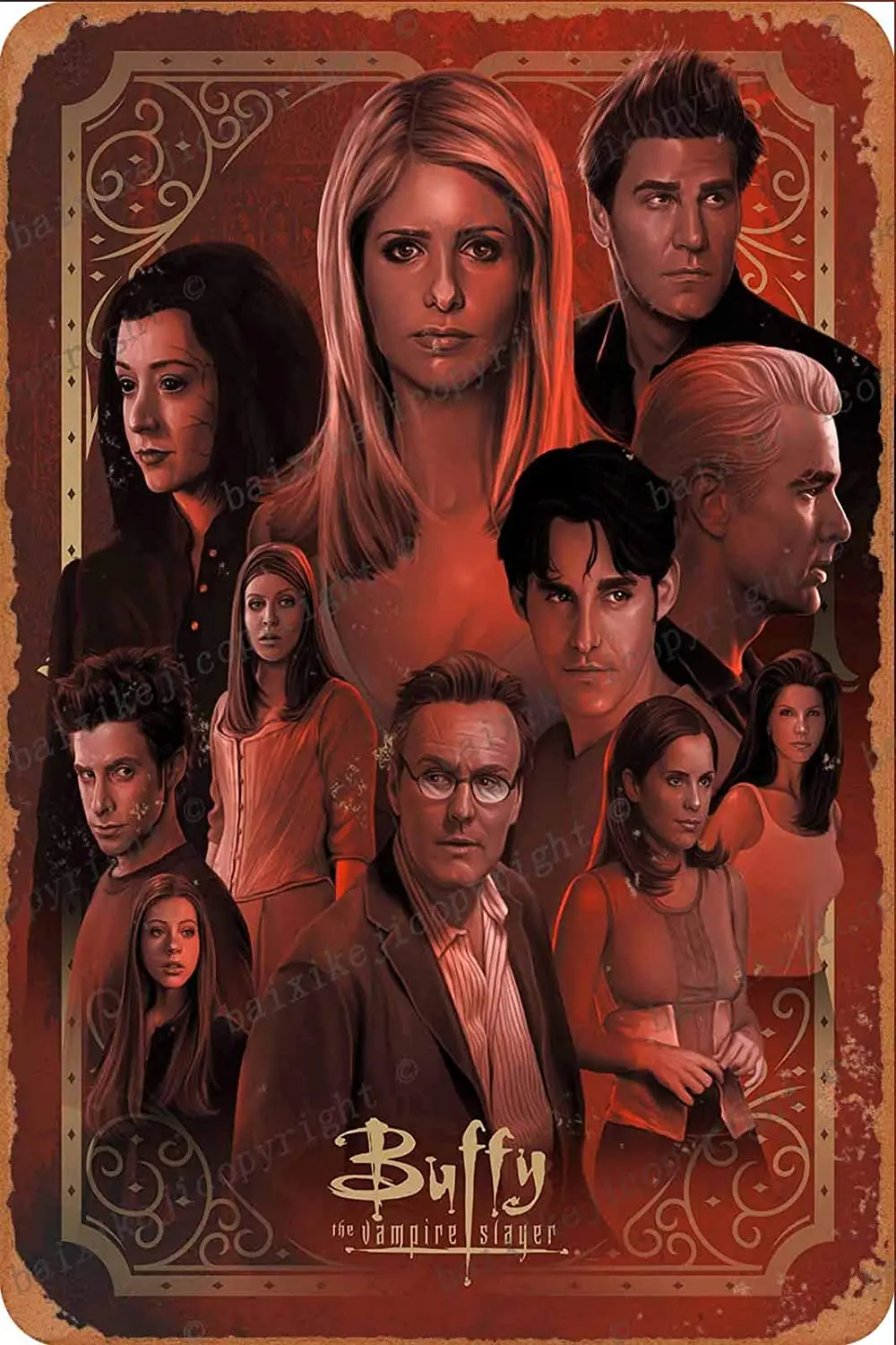 

Buffy The Vampire Slayer Art Poster Tin Sign Vintage Metal Sign Poster Home Wall Decor Cafe Bar Pub Club Gift