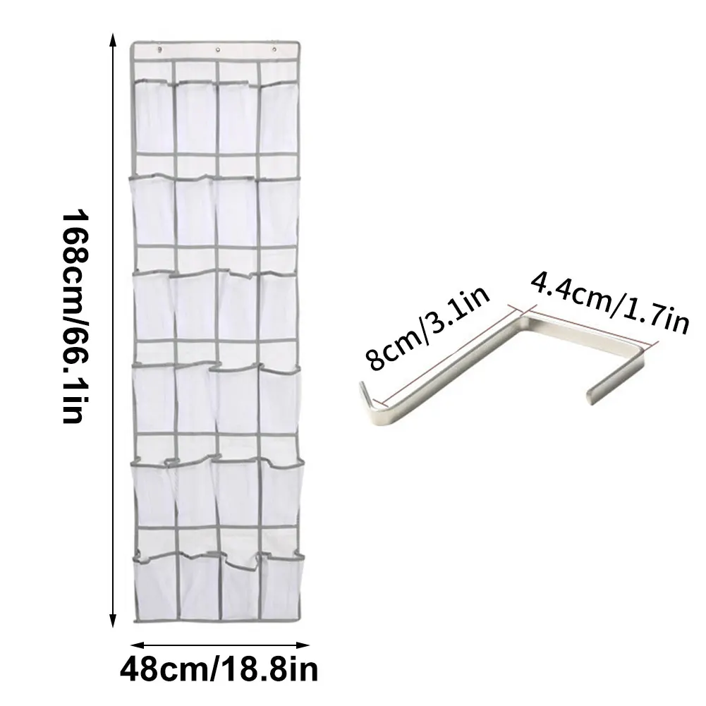 

Shoe Organizer Large Mesh Cloth Box Storage Hanging Bag Wall-Mounted Organizer Holder Closet Shoe Holders With 24 Clear Pockets