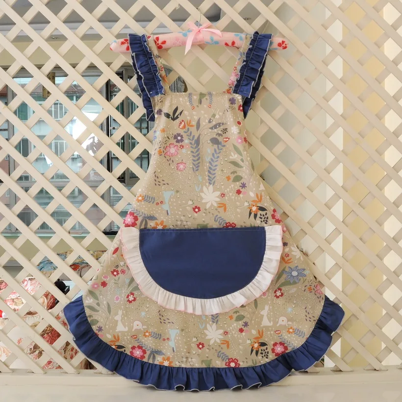 

Household Kitchen Apron Female Waterproof Oil Resistant Waist Cotton Bib With Pocket Cleaning Tool Home Decoration Accessories