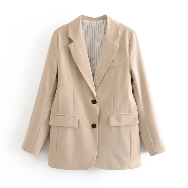 

Stylish Elegant Solid Women Blazer Jacket Fashion Pocket Single Breasted Work Wear Tops Outerwear Female Suit Jacket