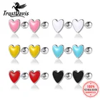 TrustDavis Настоящее серебро 925 пробы Модные Цветные глазурованные сердца винтовые серьги-гвоздики для женщин ювелирные изделия для свадебной вечеринки DA3011