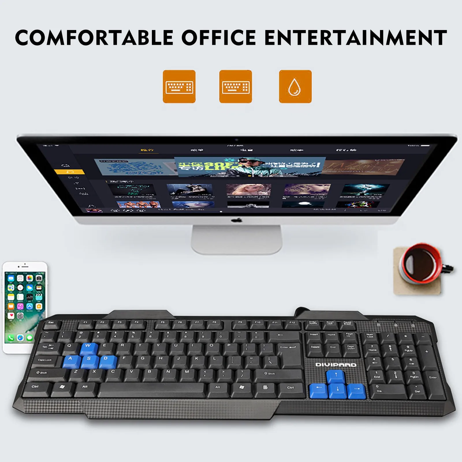 

8 Game Keycaps Newest MK330 Universal Wired Keyboard And Mouse Combo Gaming Mechanical 104 Keys Keyboards Computer Accessories