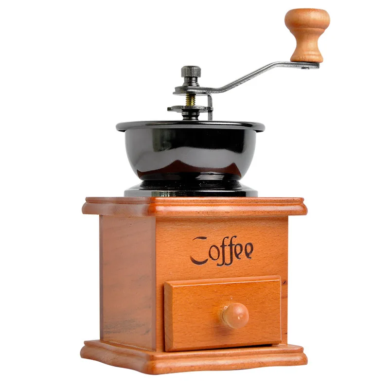 

Coffee Bean Grinder Wooden Manual Coffee Grinder Hand Stainless Steel Retro Coffee Micronizer Household Small Coffee Grinder