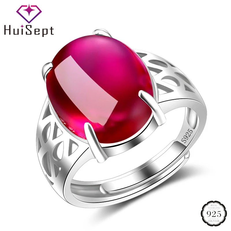 

HuiSept Classic Women Ring 925 Silver Jewelry Oval Shape Ruby Emerald Gemstone Ornaments Gift for Wedding Party Wholesale Rings