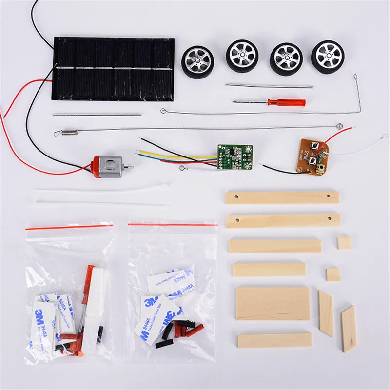 Солнечная энергия RC автомобиль игрушка Дерево DIY беспроводные модели