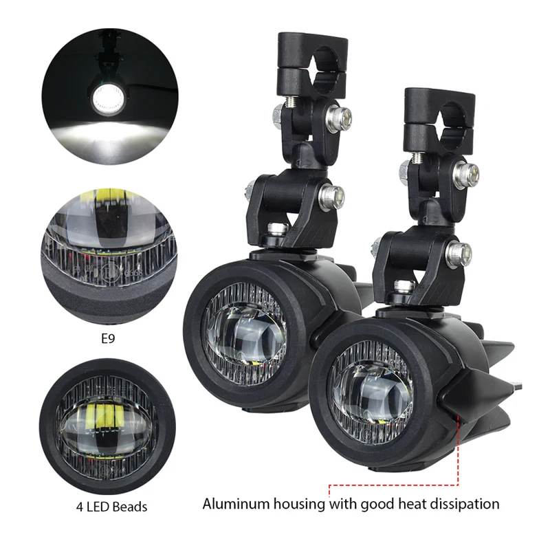 

For BMW F750GS F800GS F850GS R1200GS ADV LC R1250GS ADV K1600 Motorcycle Anti-Fog Auxiliary Lamp 360° Universal Bracket Fog Lamp