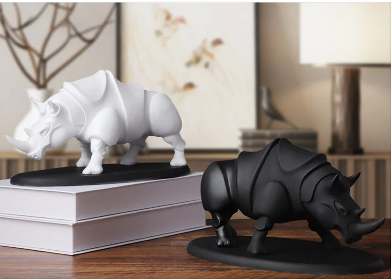 

Nordic Geometric rhinoceros ornaments resin decorative figure statue home living room decoration Sculputre Art decor P1479