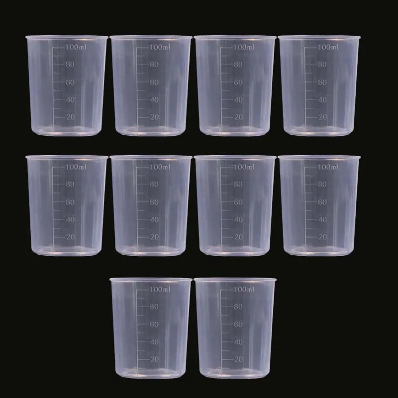 

10pcs Plastic Graduated Measuring Cup Liquid Container Epoxy Resin Silicone Making Tool Transparent Mixing Cup For Kitchens Tool