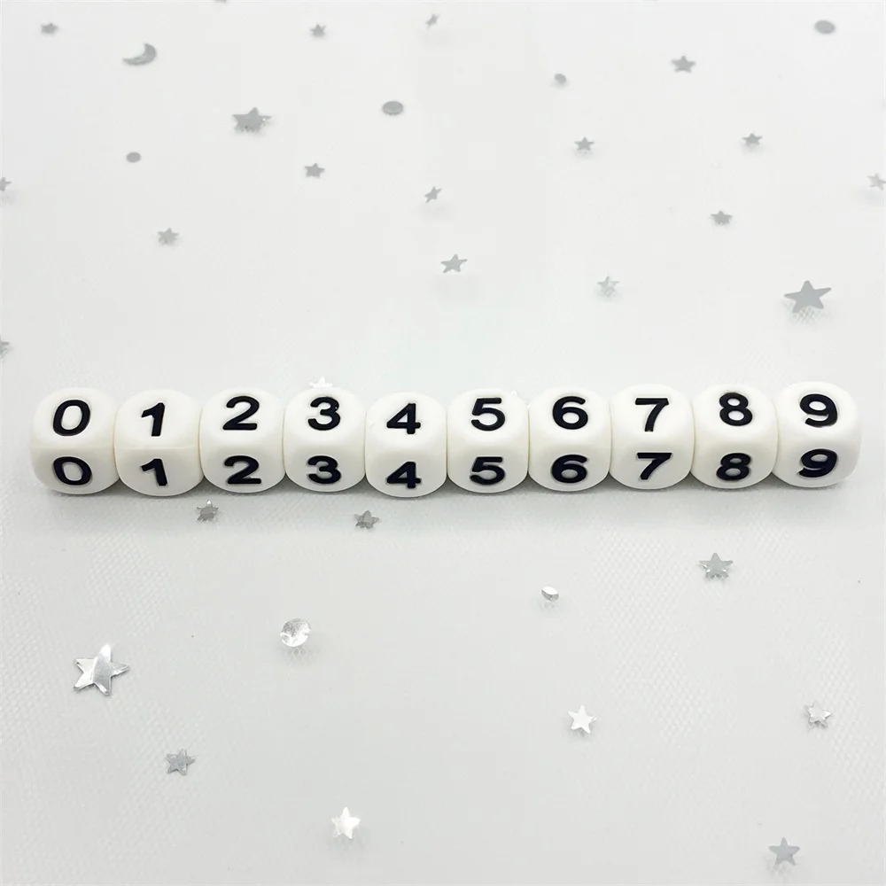 Бусины-прорезыватели силиконовые с арабскими цифрами кубики-цифры ожерелье для
